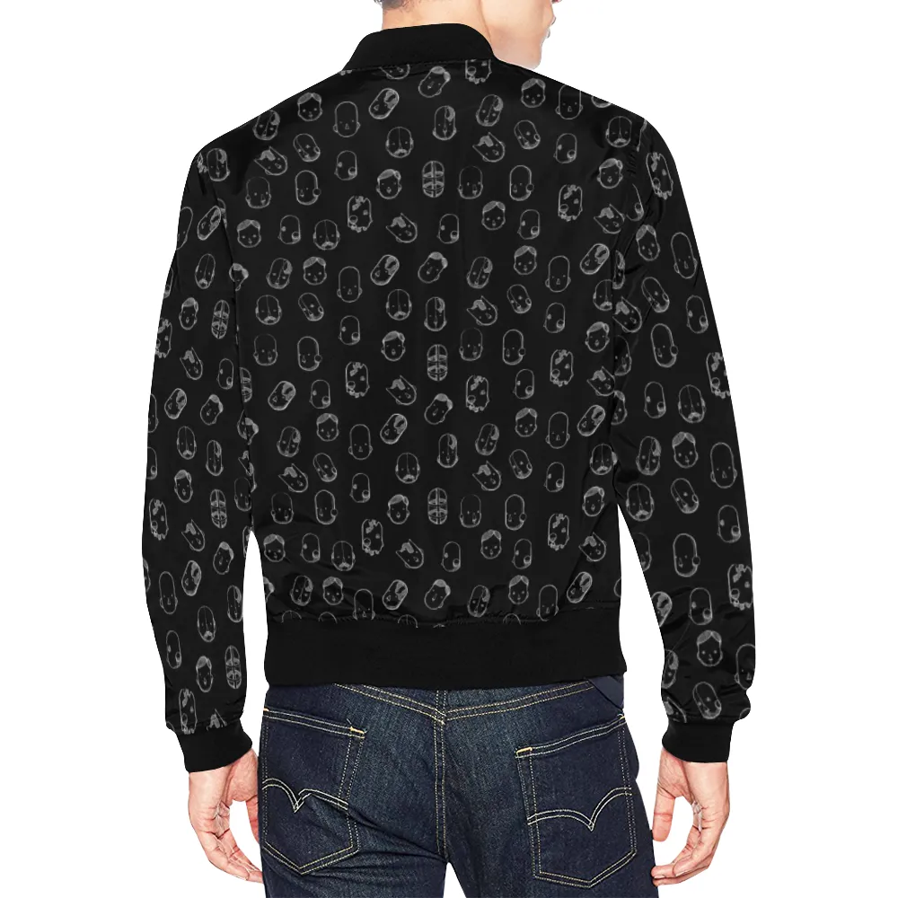Robot Heads Pattern Print Unisex Bomber Jacket