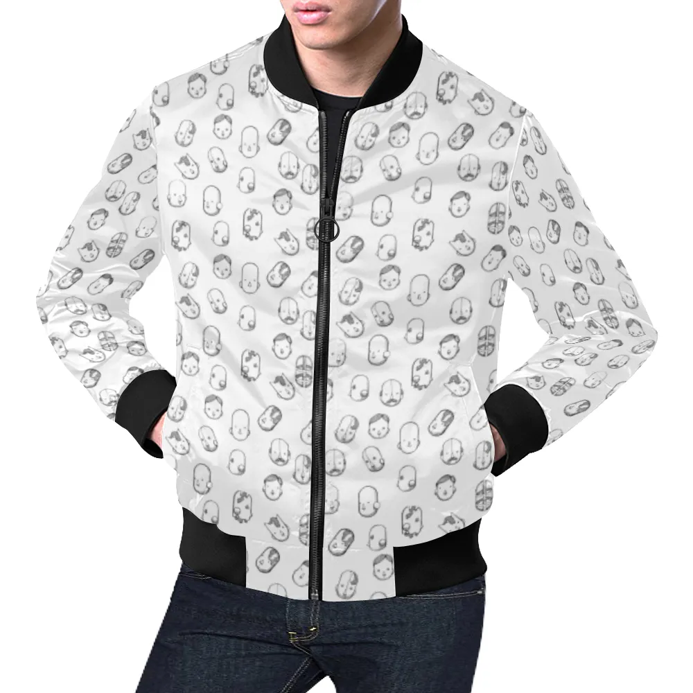 Robot Heads Pattern Print Unisex Bomber Jacket