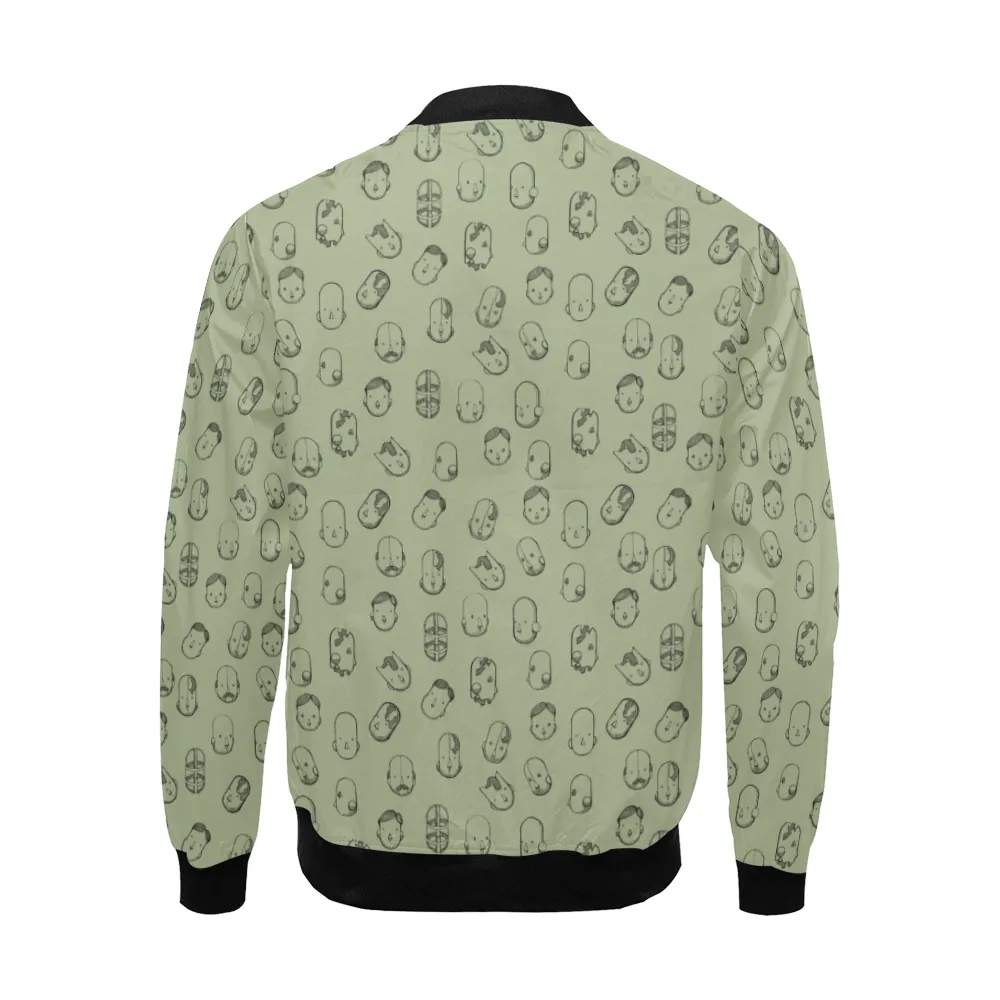 Robot Heads Pattern Print Unisex Bomber Jacket