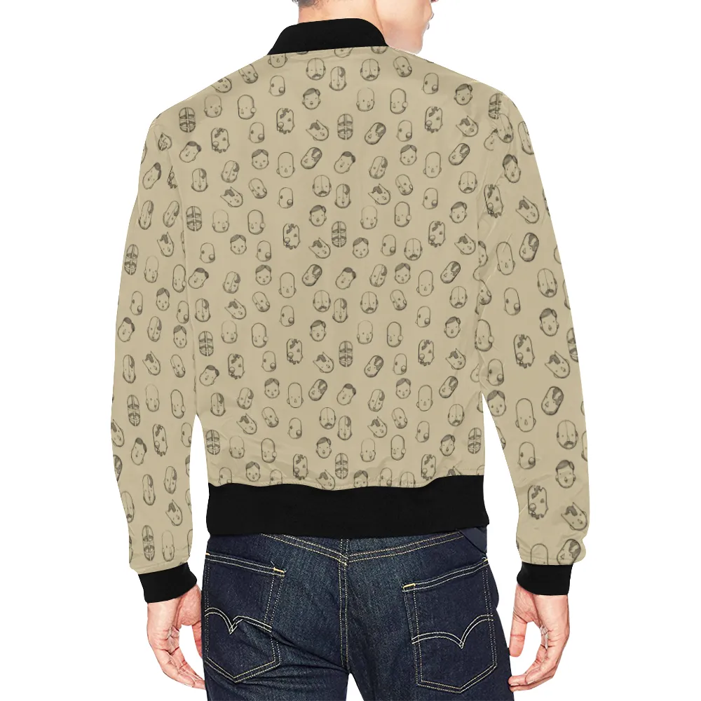 Robot Heads Pattern Print Unisex Bomber Jacket