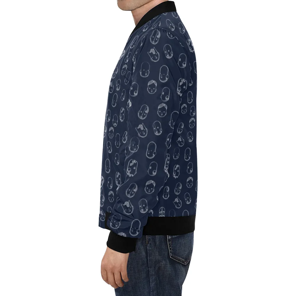 Robot Heads Pattern Print Unisex Bomber Jacket