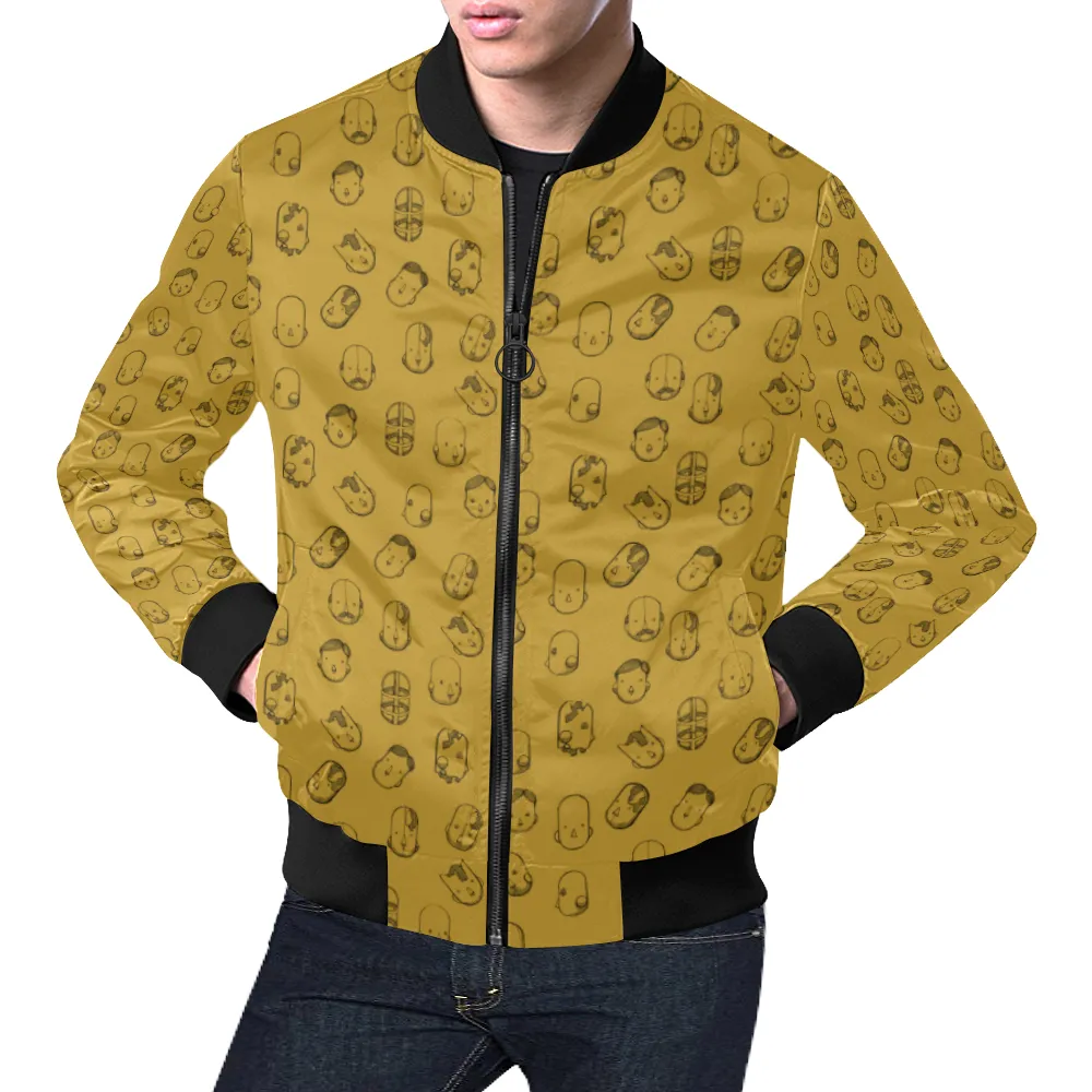 Robot Heads Pattern Print Unisex Bomber Jacket