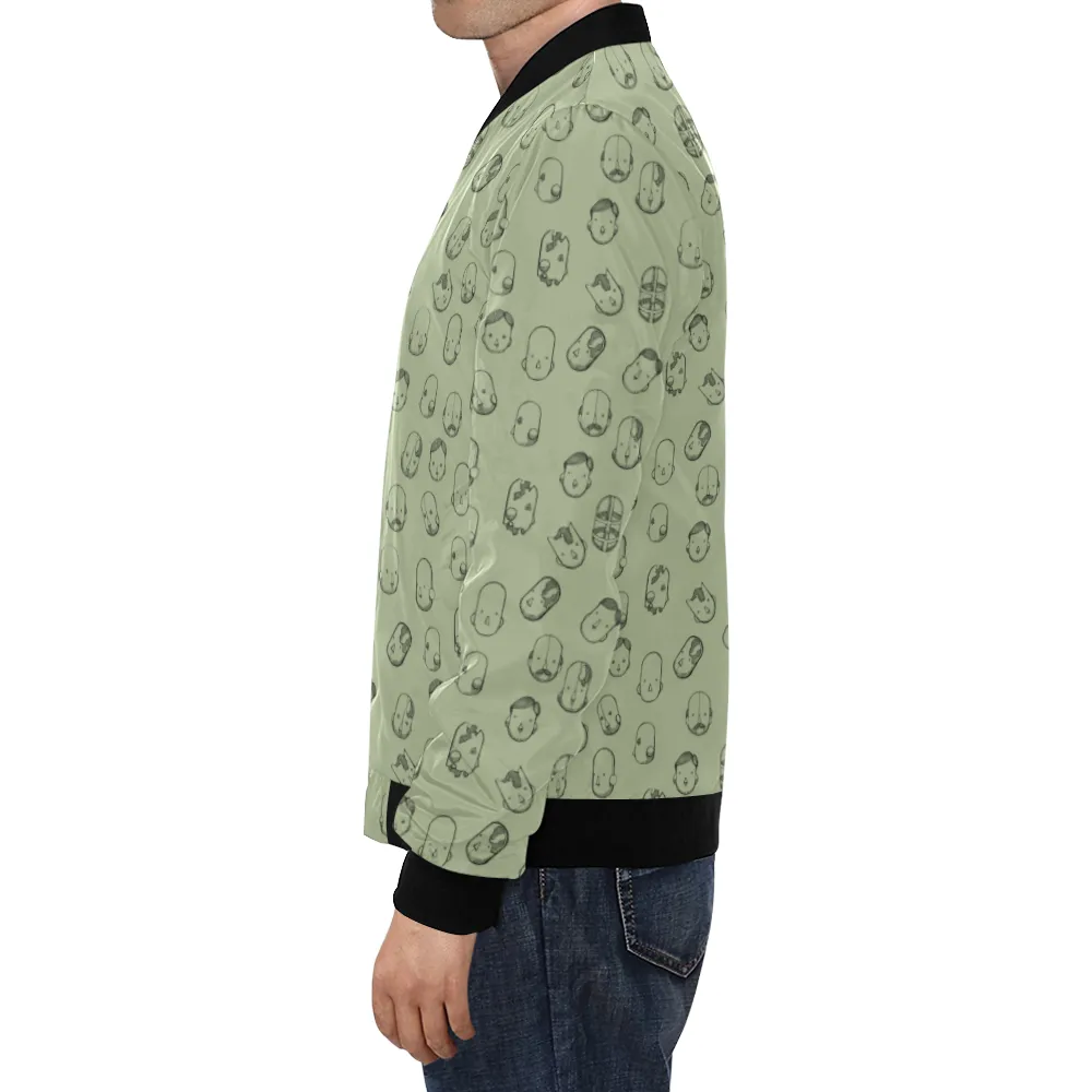 Robot Heads Pattern Print Unisex Bomber Jacket