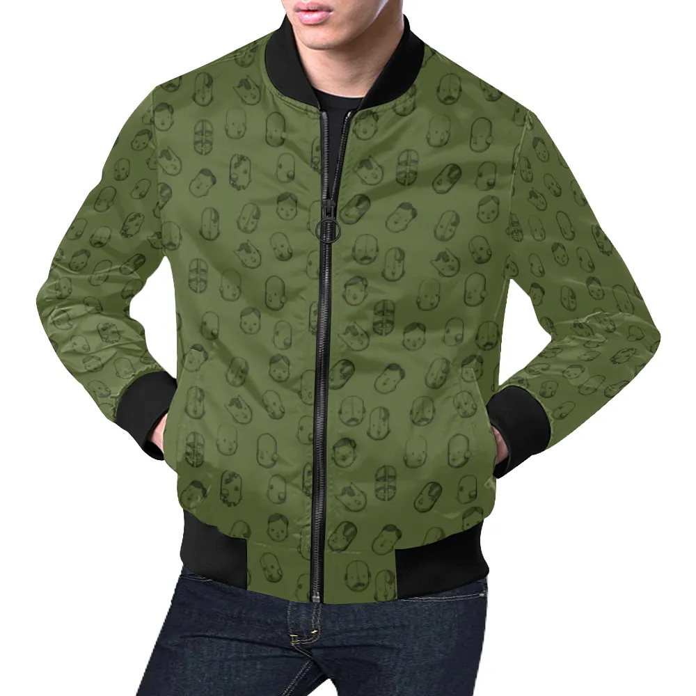 Robot Heads Pattern Print Unisex Bomber Jacket