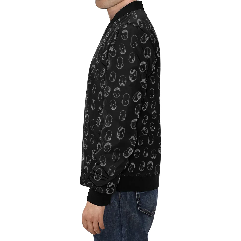 Robot Heads Pattern Print Unisex Bomber Jacket