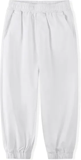Spring&Gege Boys Jogger Pants Cotton Twill Drawstring Elastic Waist Jogging School Pants