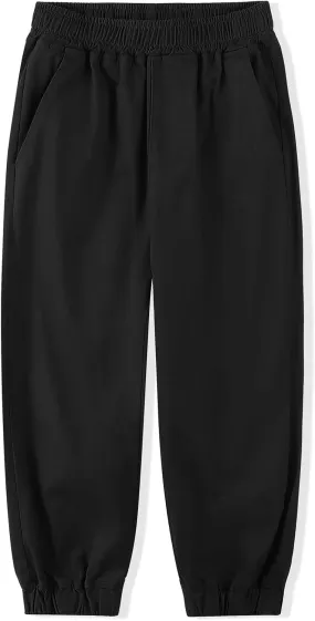 Spring&Gege Boys Jogger Pants Cotton Twill Drawstring Elastic Waist Jogging School Pants