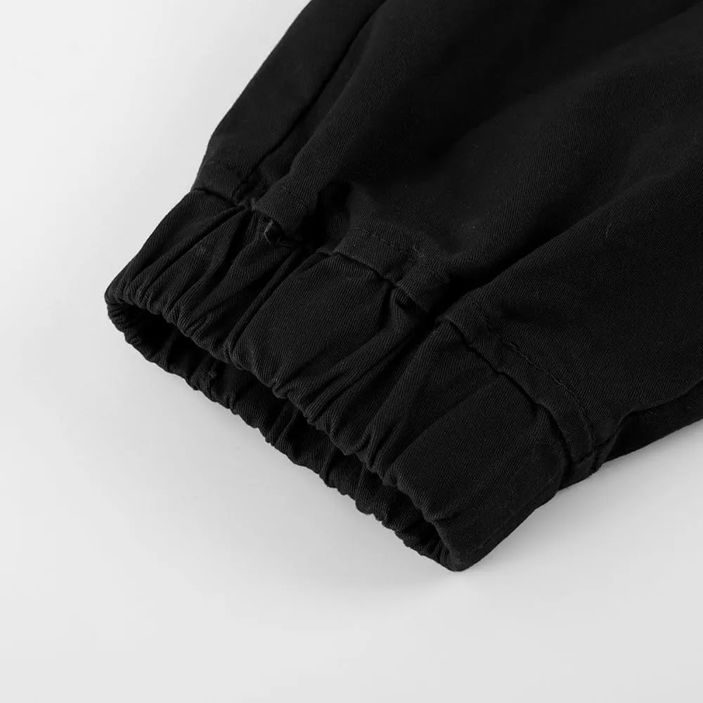 Spring&Gege Boys Jogger Pants Cotton Twill Drawstring Elastic Waist Jogging School Pants