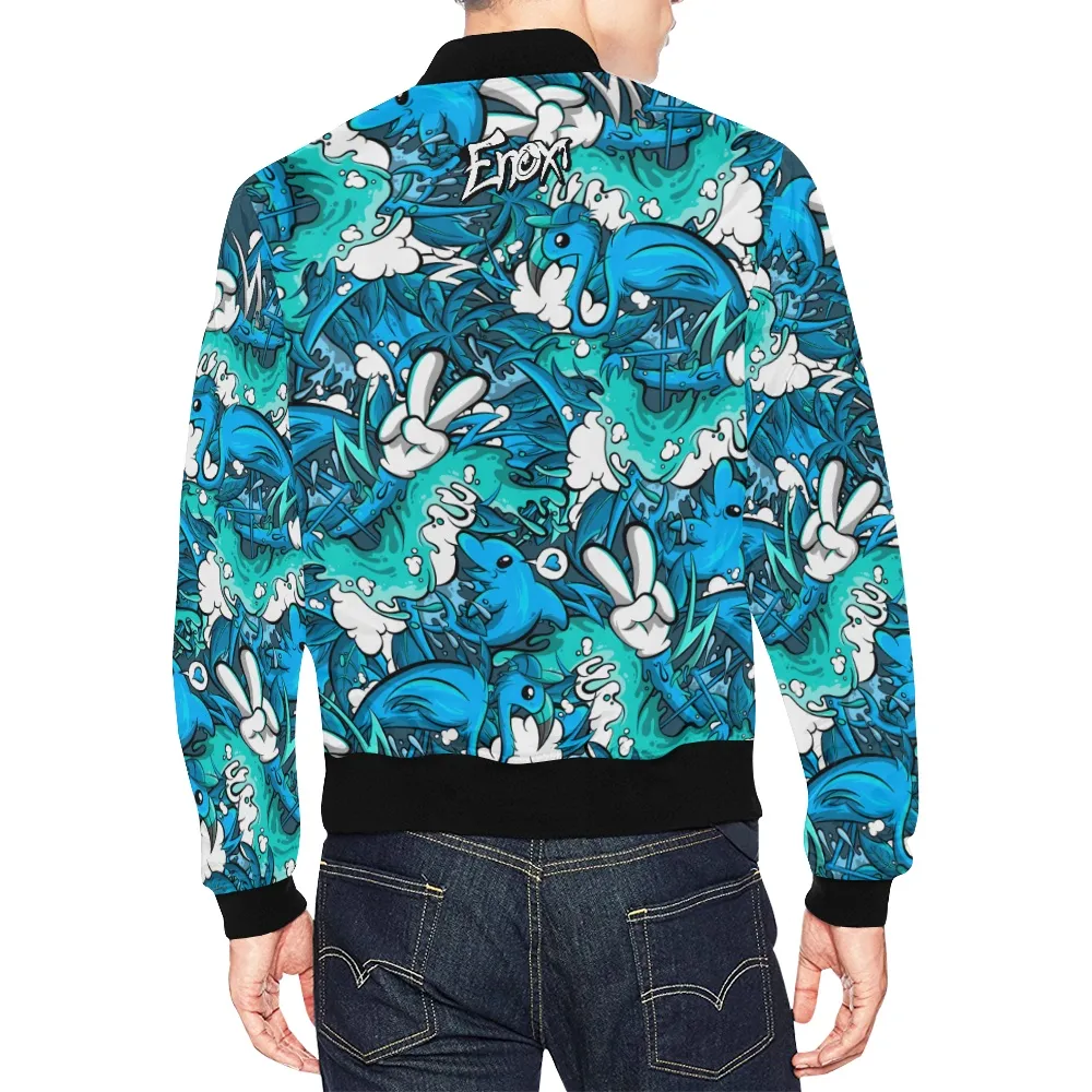Tropicana Pattern Print Track Bomber Jacket