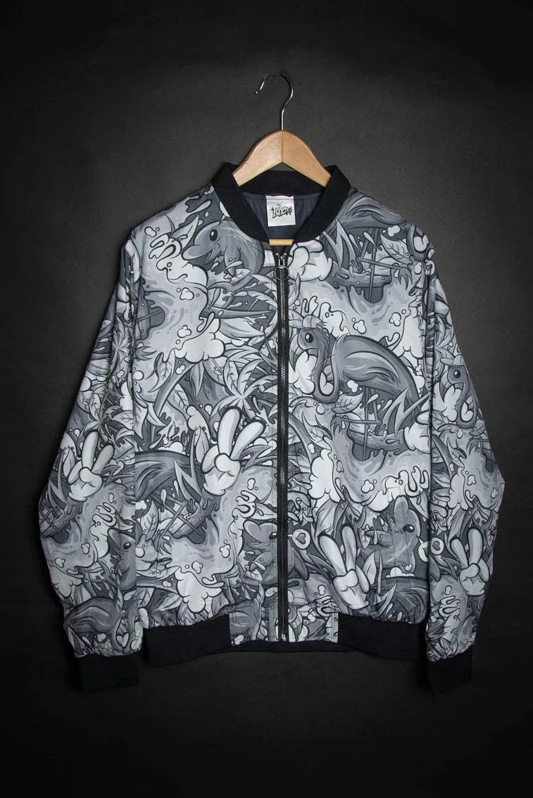 Tropicana Pattern Print Track Bomber Jacket