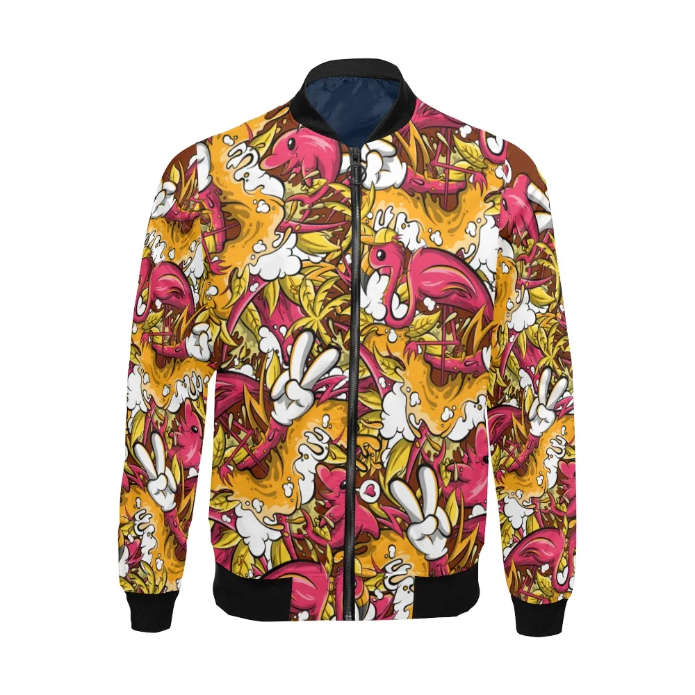 Tropicana Pattern Print Track Bomber Jacket