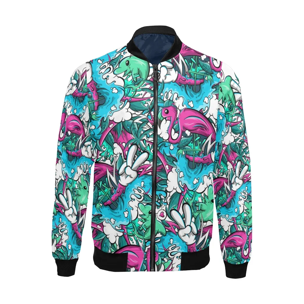 Tropicana Pattern Print Track Bomber Jacket