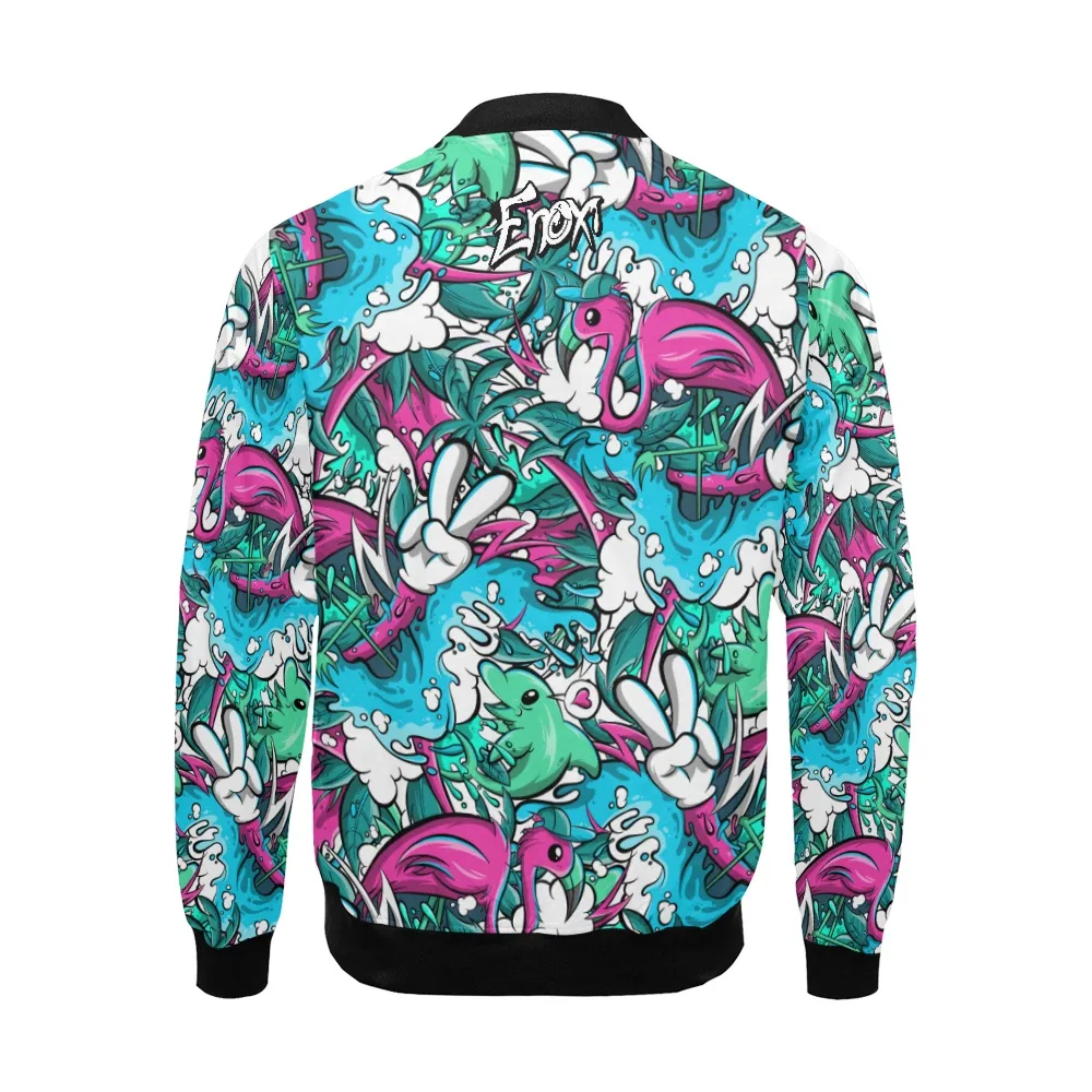 Tropicana Pattern Print Track Bomber Jacket