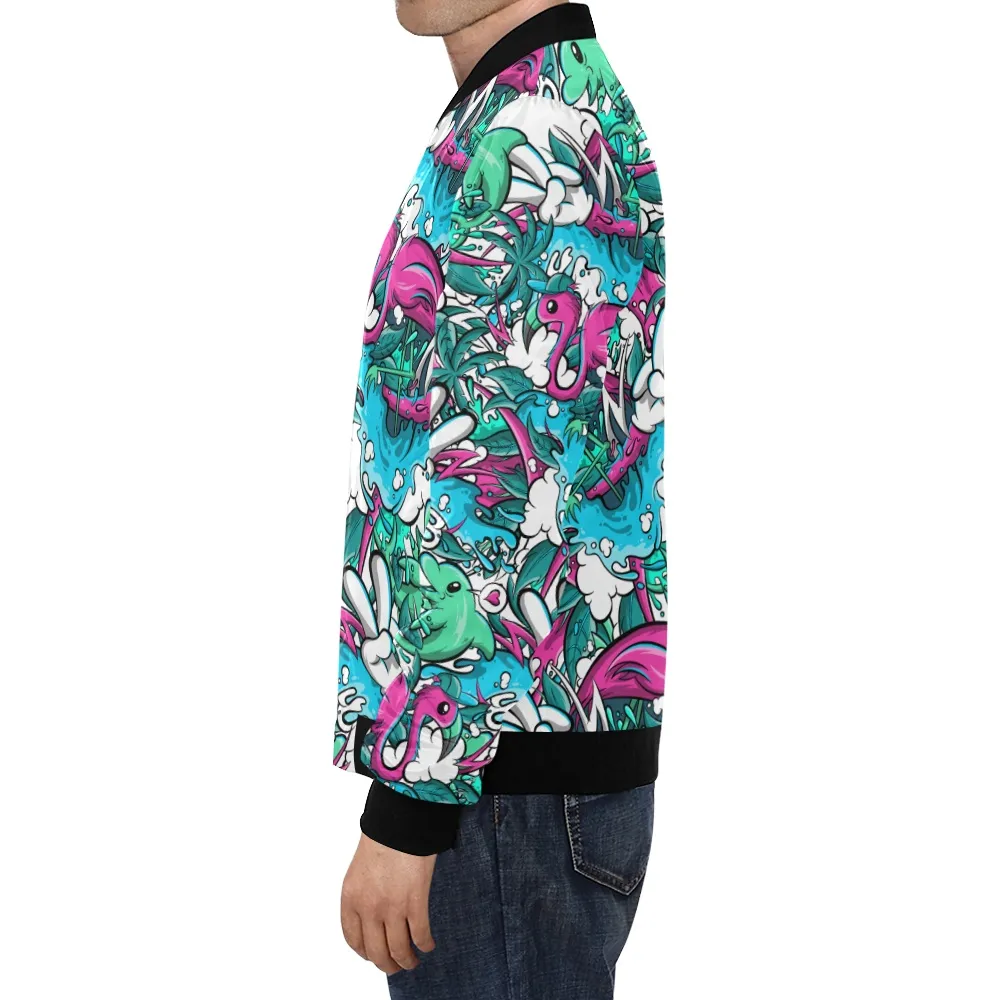 Tropicana Pattern Print Track Bomber Jacket