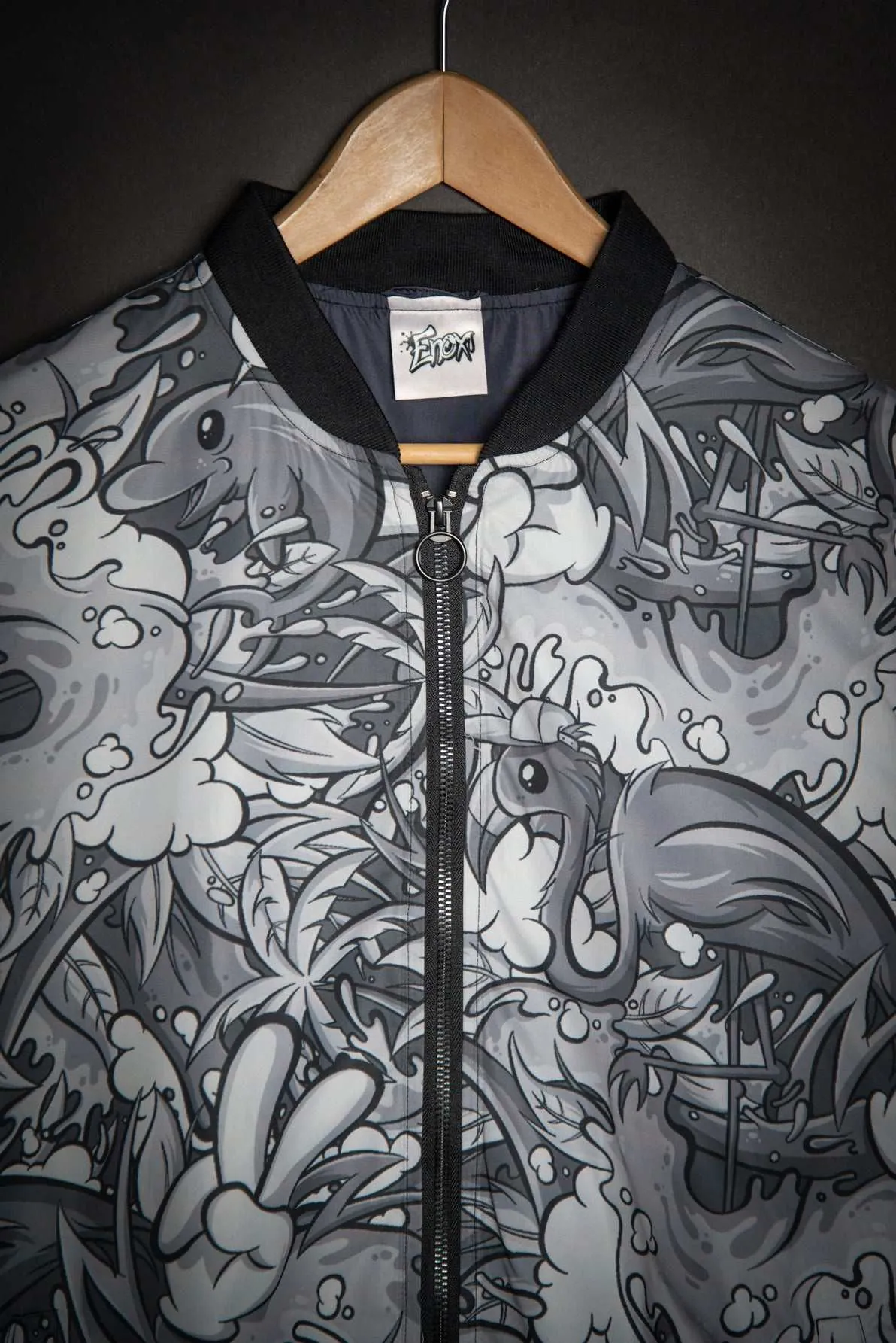 Tropicana Pattern Print Track Bomber Jacket
