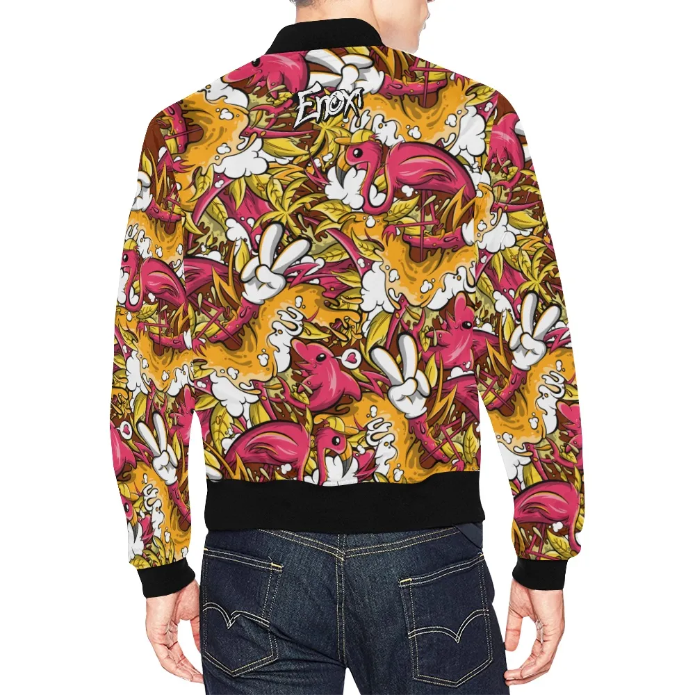 Tropicana Pattern Print Track Bomber Jacket