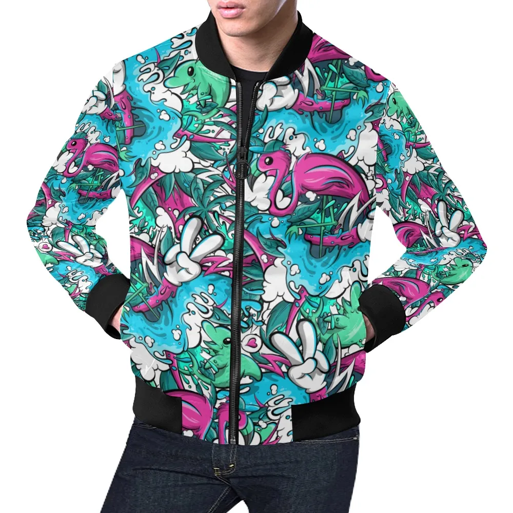 Tropicana Pattern Print Track Bomber Jacket