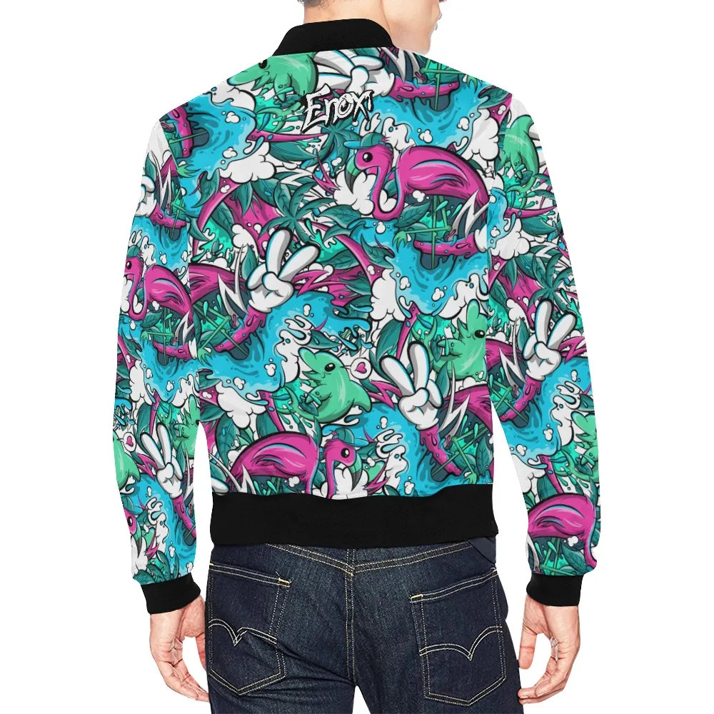 Tropicana Pattern Print Track Bomber Jacket