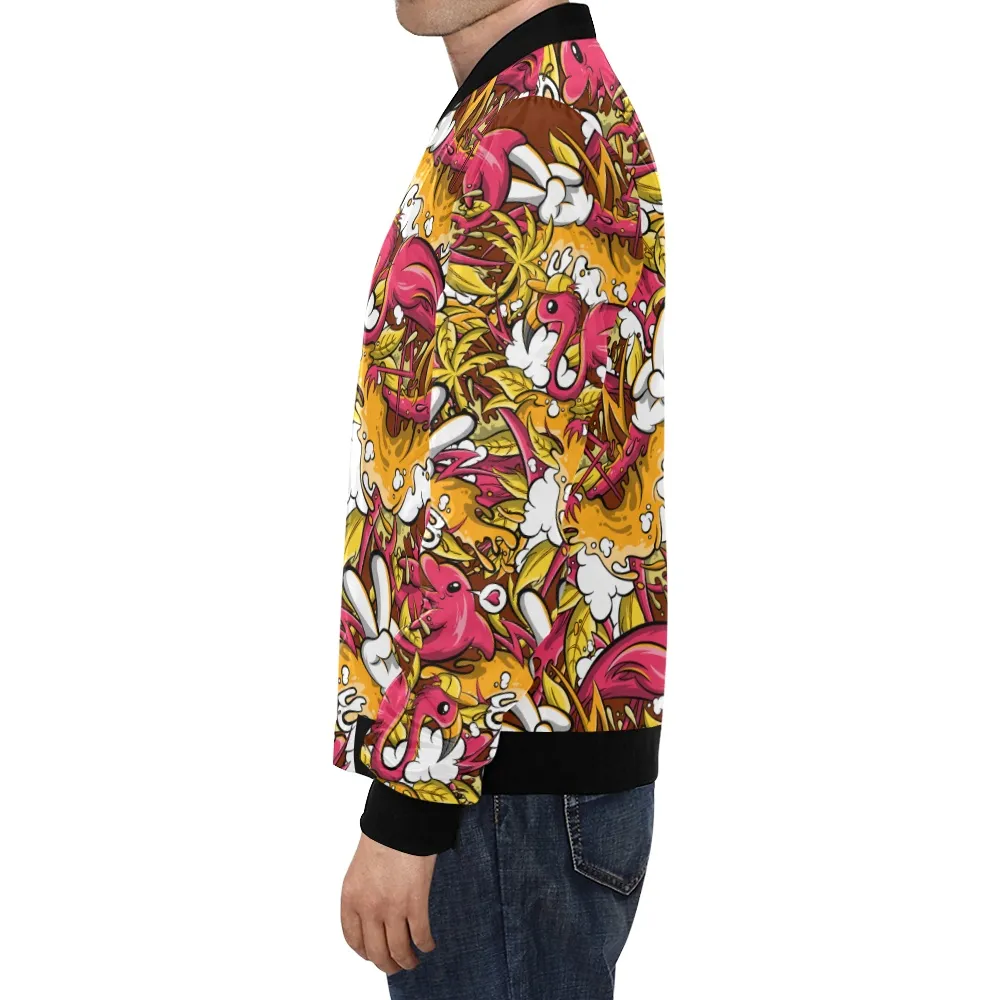 Tropicana Pattern Print Track Bomber Jacket