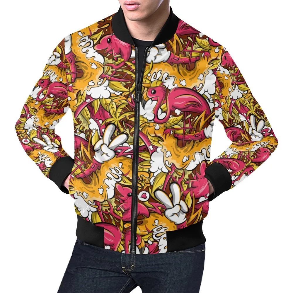 Tropicana Pattern Print Track Bomber Jacket