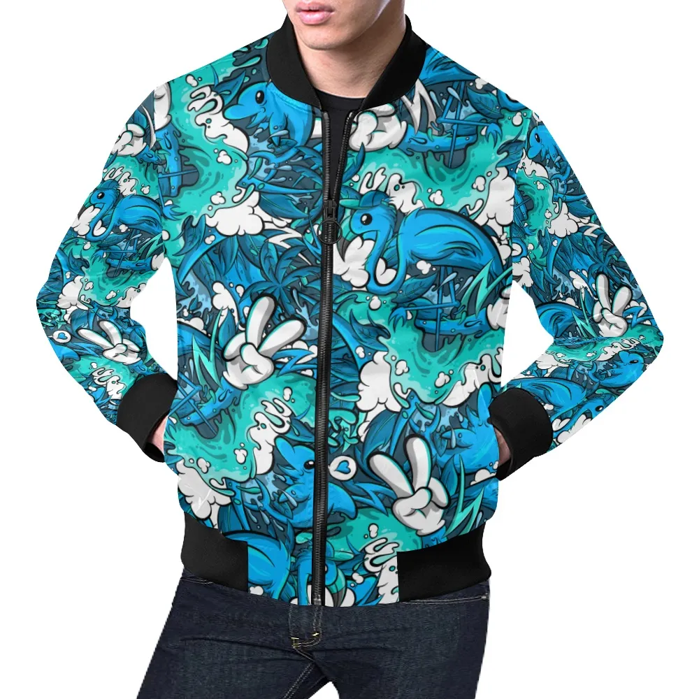 Tropicana Pattern Print Track Bomber Jacket