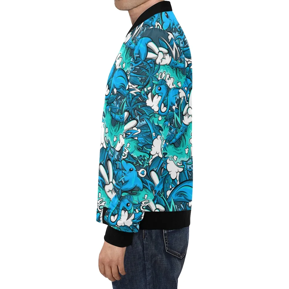 Tropicana Pattern Print Track Bomber Jacket