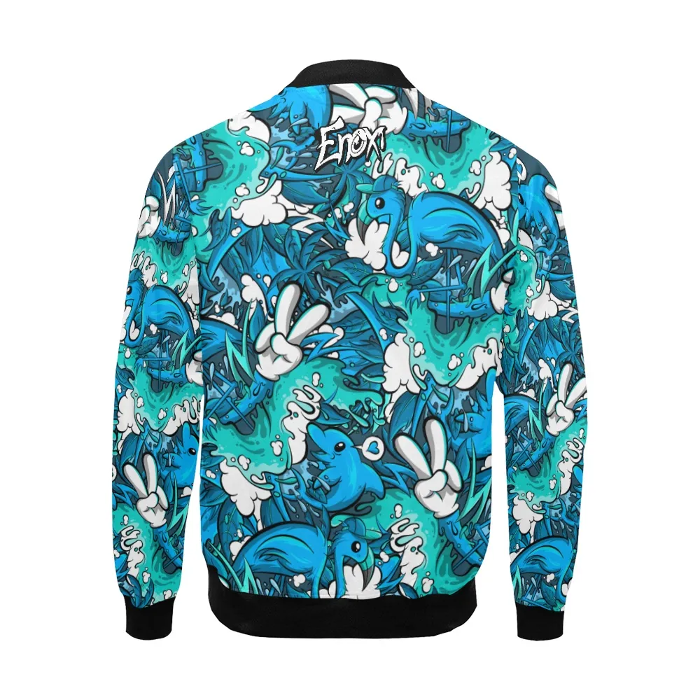 Tropicana Pattern Print Track Bomber Jacket