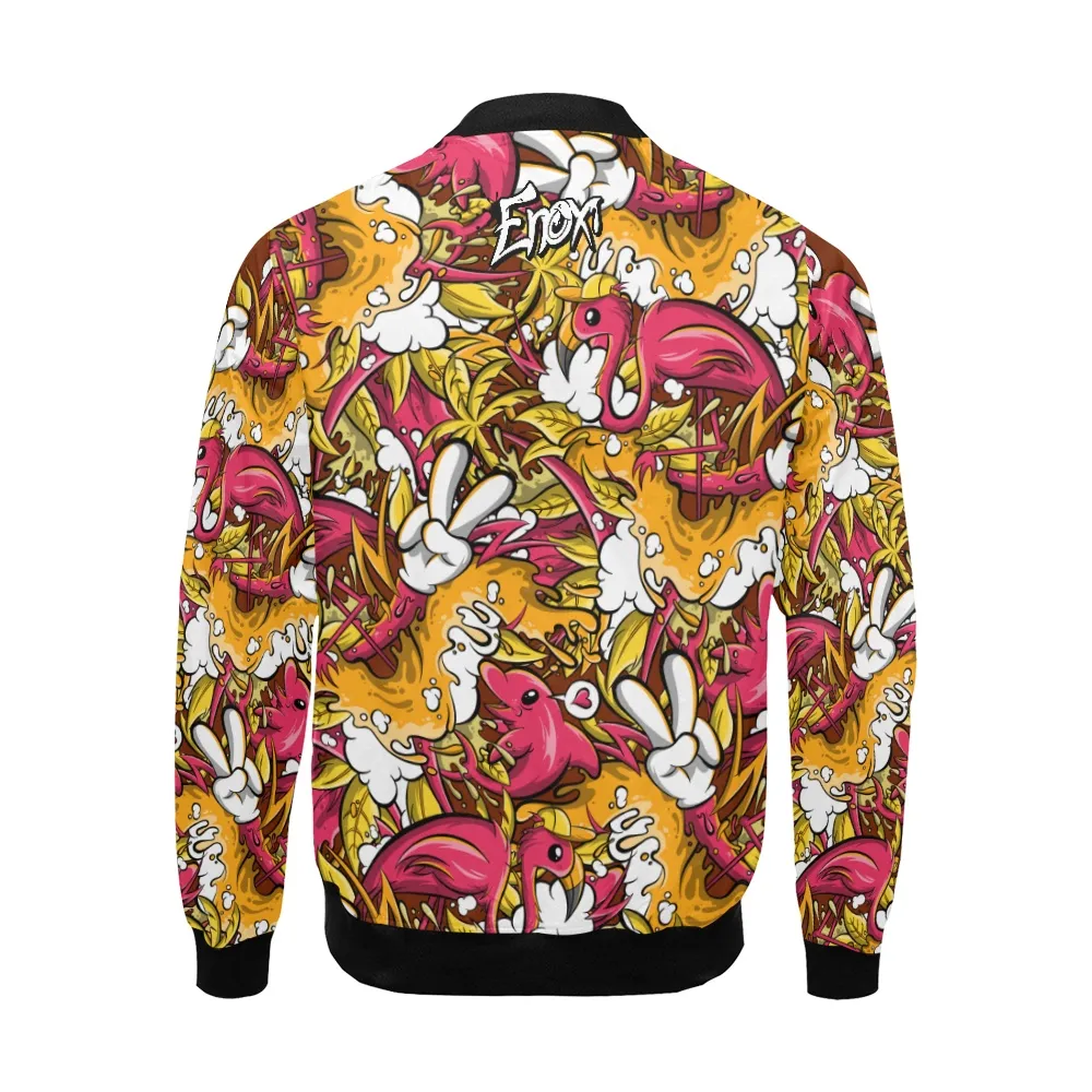 Tropicana Pattern Print Track Bomber Jacket