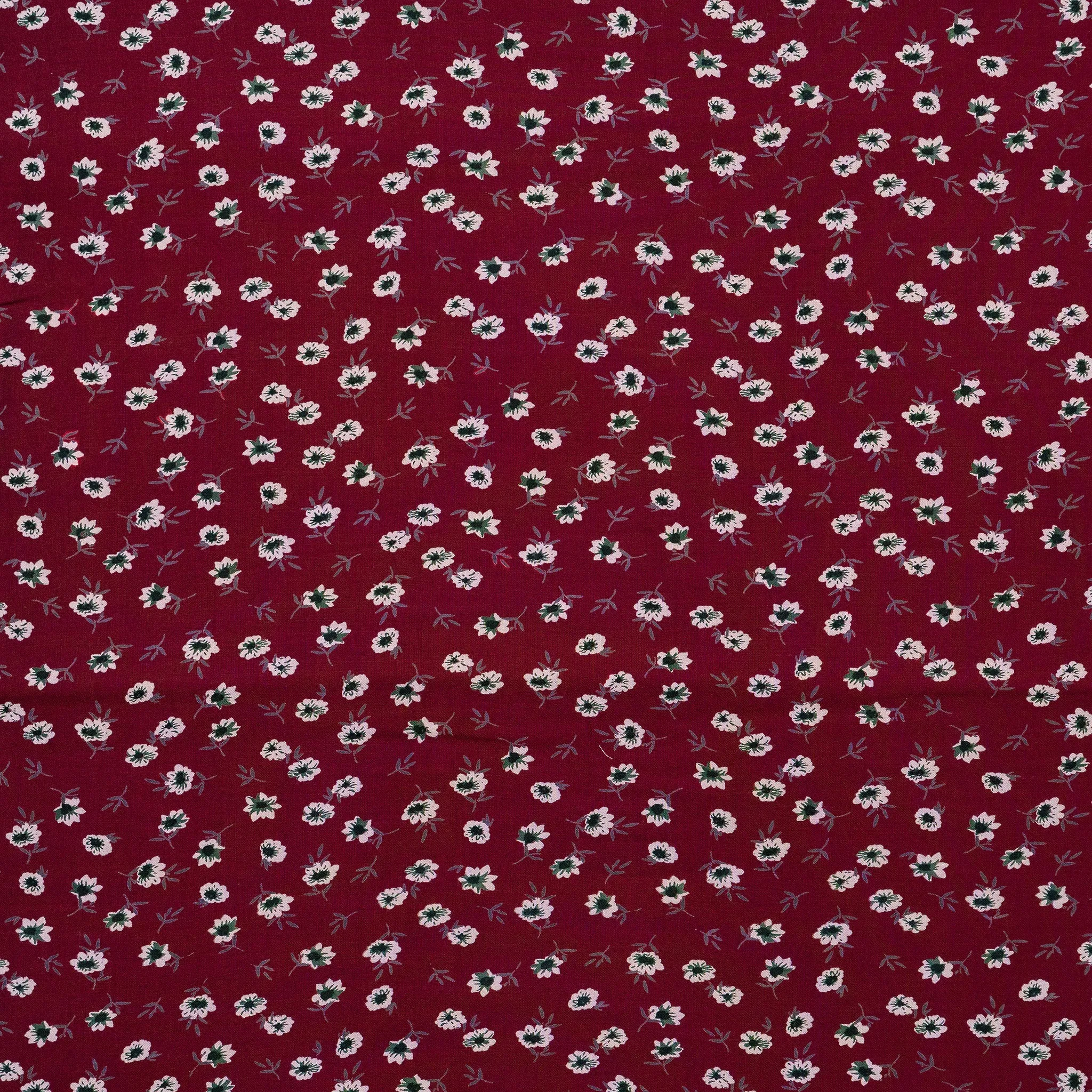 Wine Rayon Fabric with Stunning Floral Prints