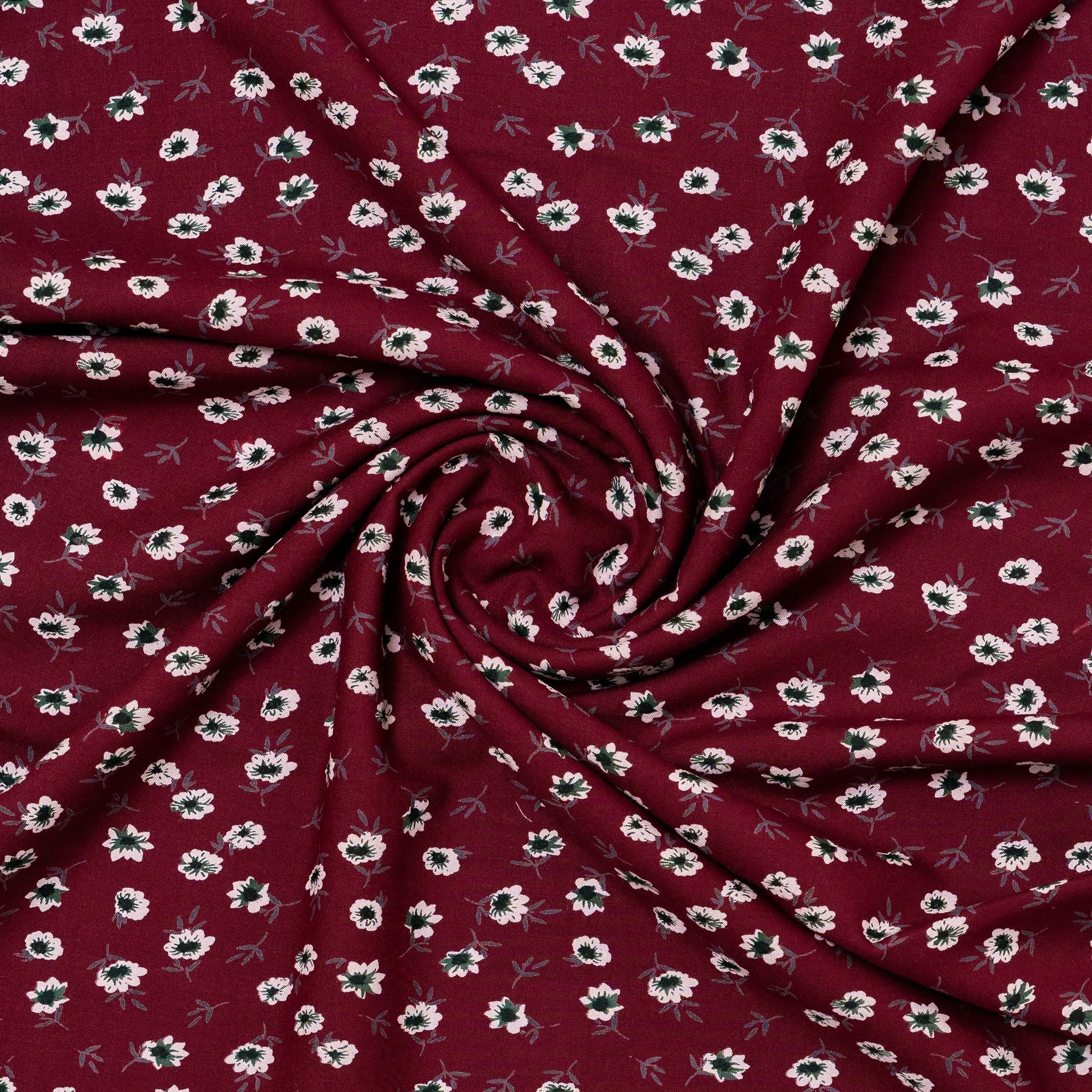 Wine Rayon Fabric with Stunning Floral Prints