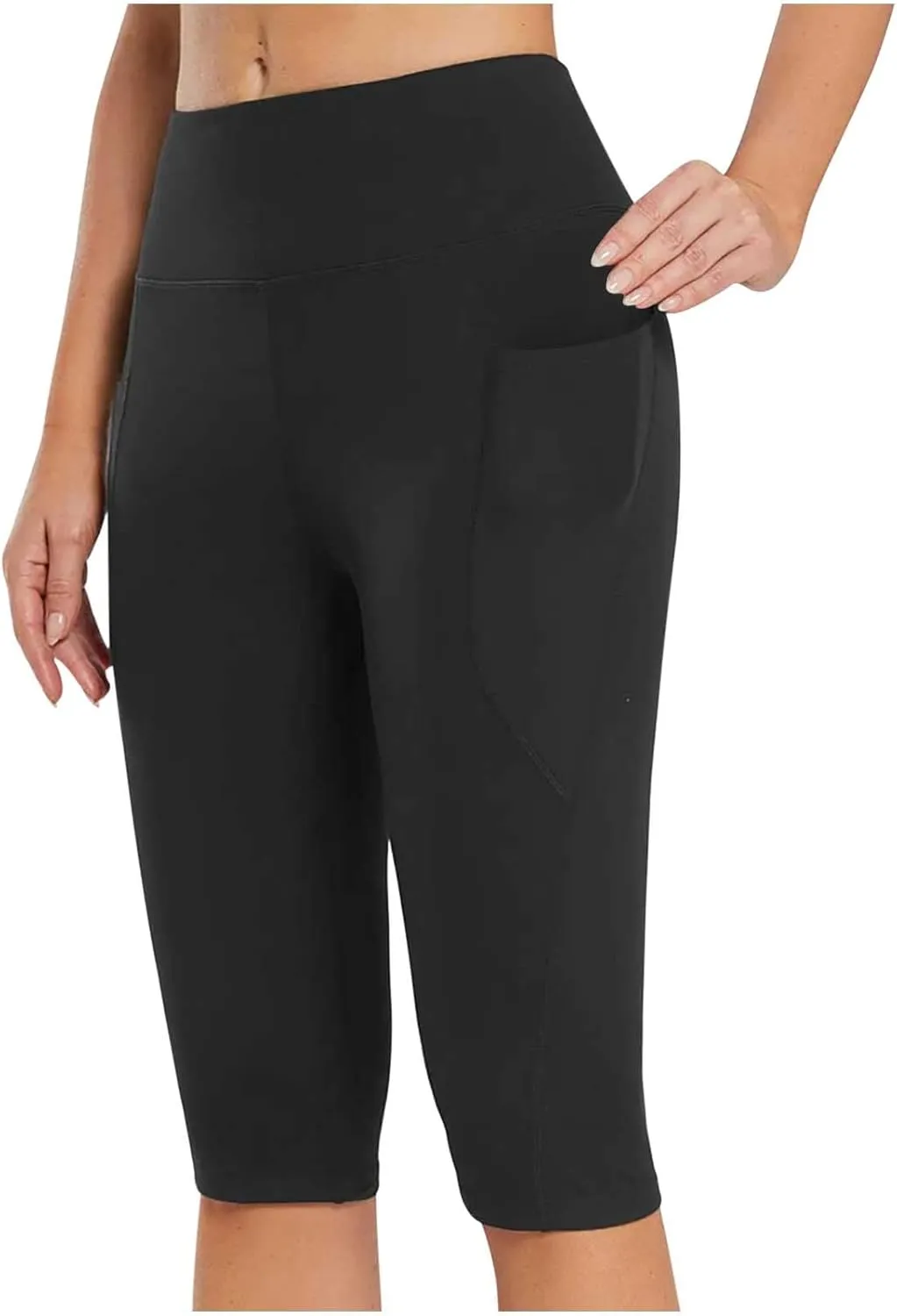 Women's Compression Legging Women Waist Pants High Control Training Running Yoga Abdomen Cropped Pants Pockets Yoga