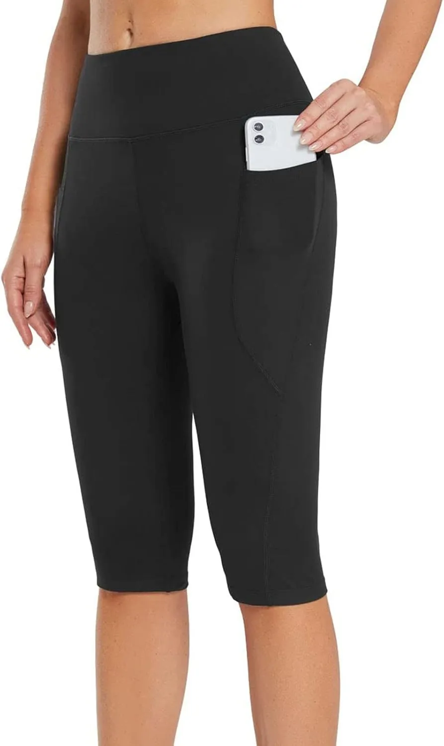 Women's Compression Legging Women Waist Pants High Control Training Running Yoga Abdomen Cropped Pants Pockets Yoga