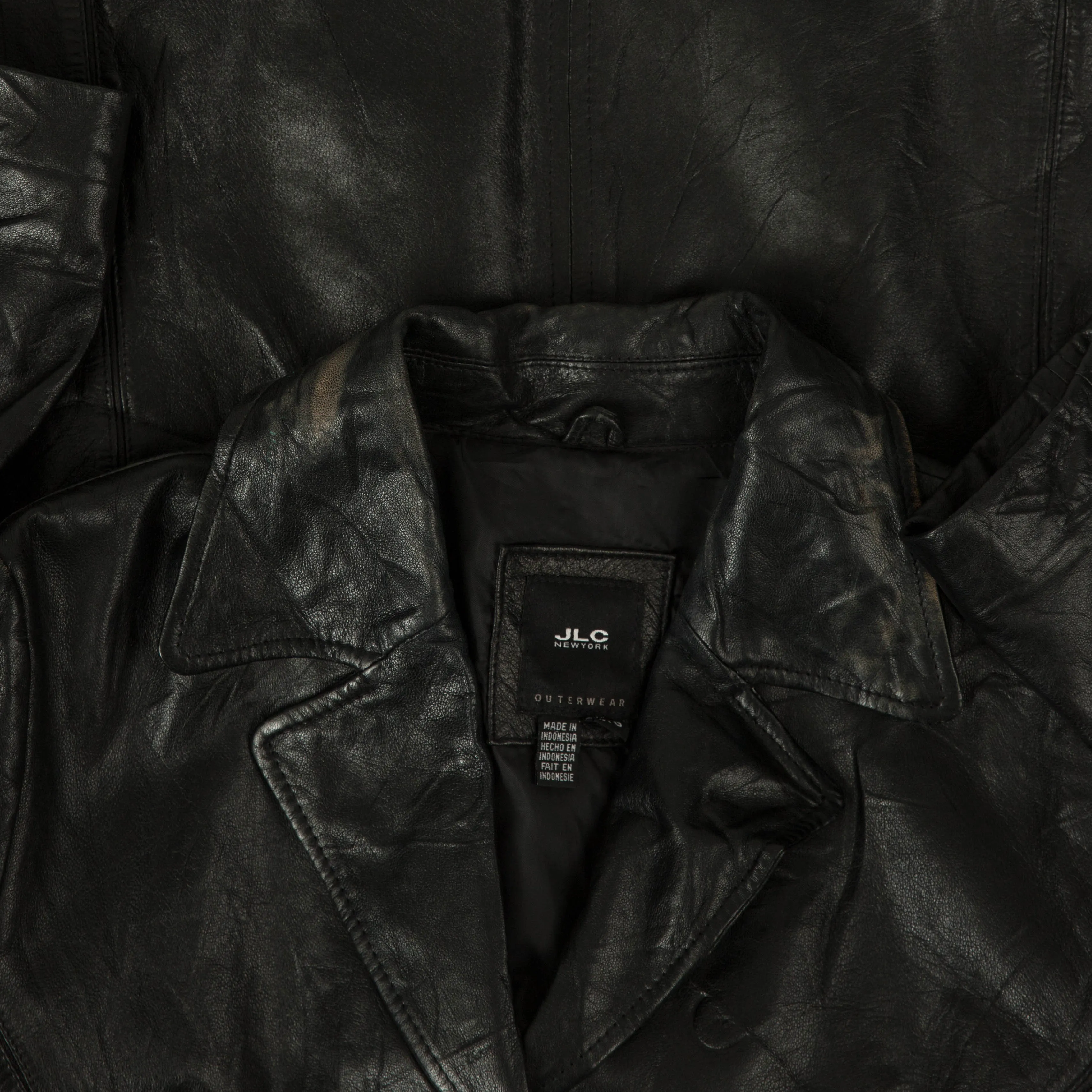 WOMEN'S VINTAGE Y2K LEATHER TRENCH COAT JACKET - LARGE