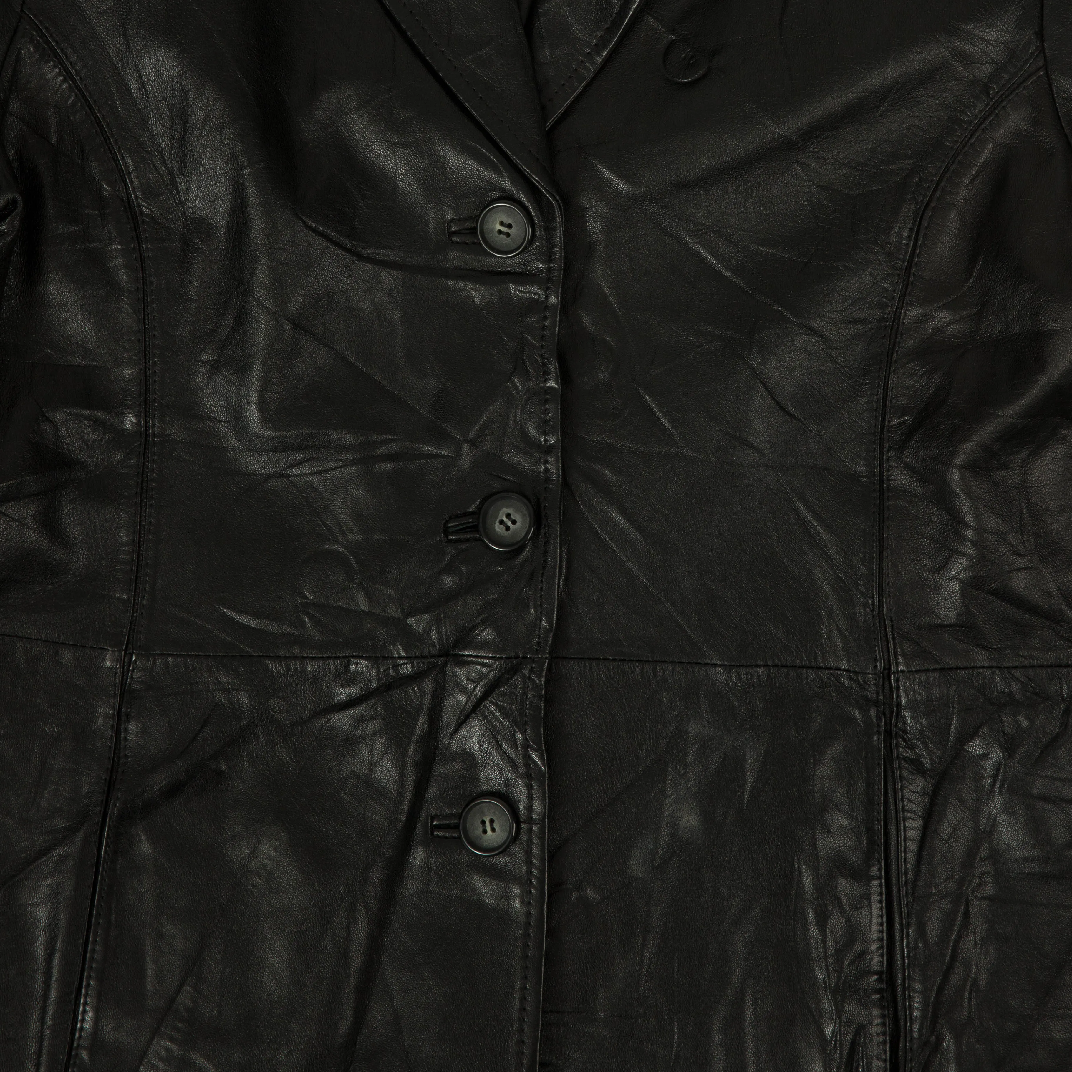 WOMEN'S VINTAGE Y2K LEATHER TRENCH COAT JACKET - LARGE