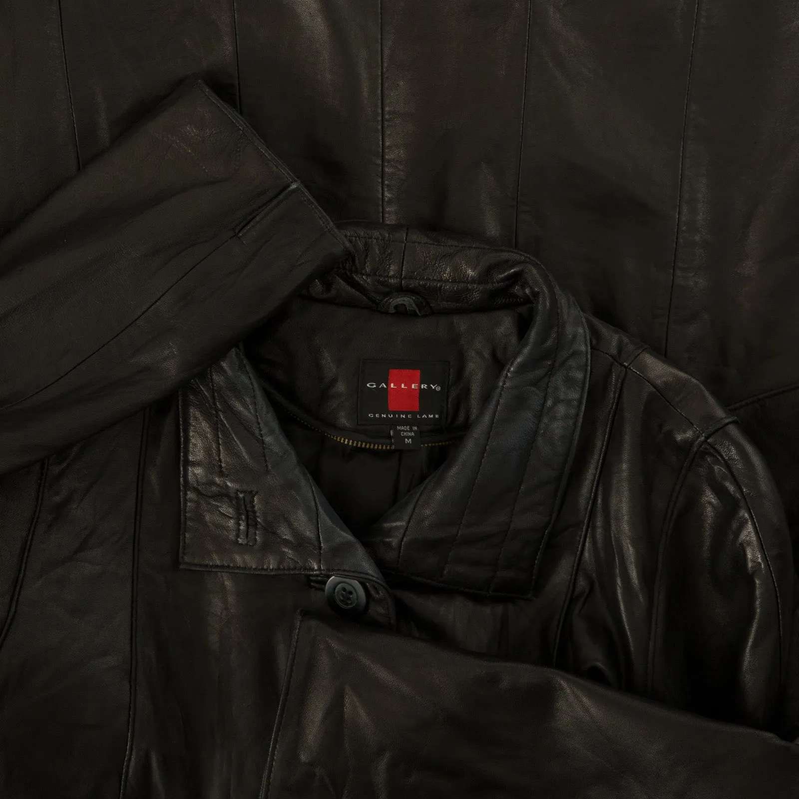 WOMEN'S VINTAGE Y2K LEATHER TRENCH JACKET - MEDIUM