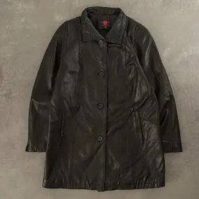 WOMEN'S VINTAGE Y2K LEATHER TRENCH JACKET - MEDIUM