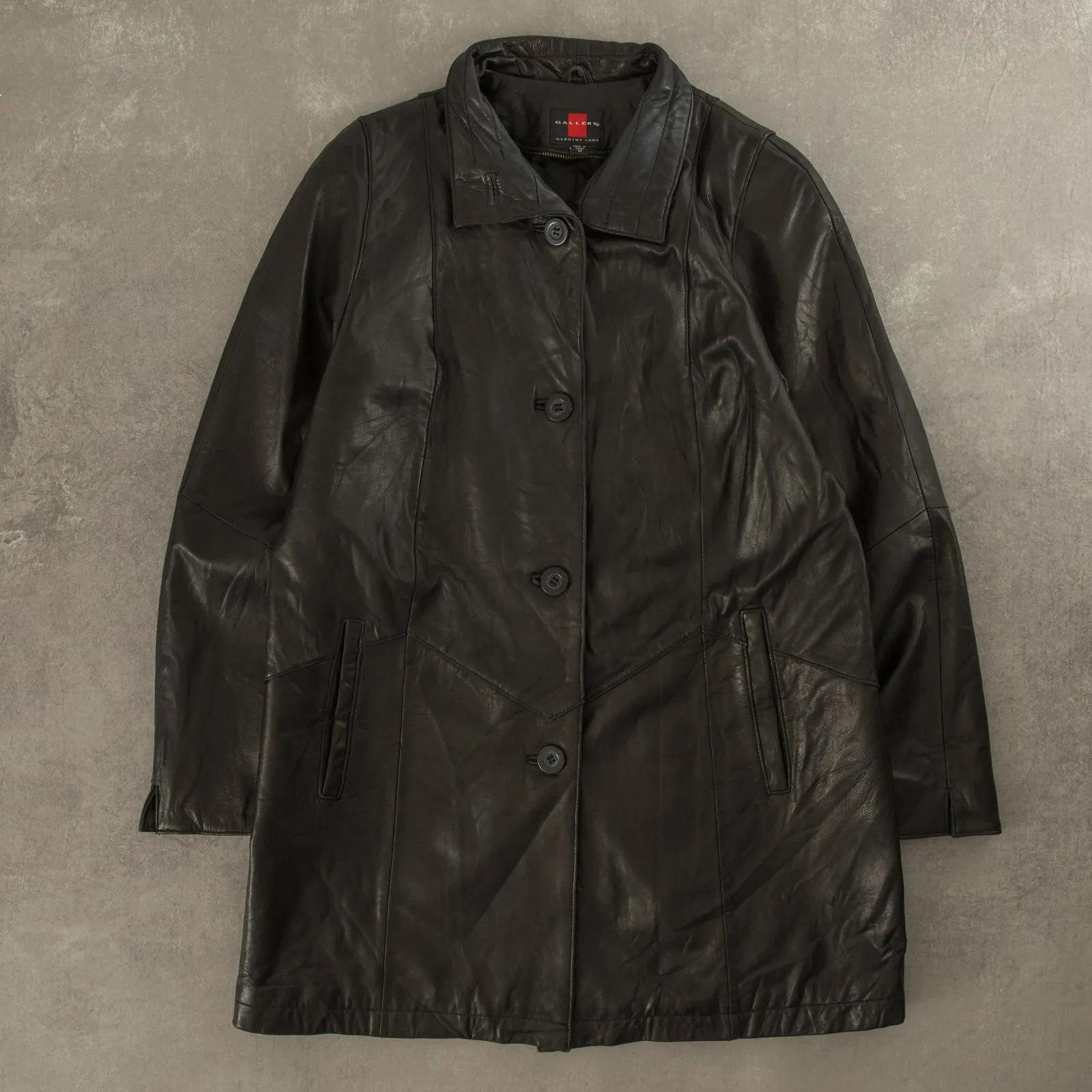 WOMEN'S VINTAGE Y2K LEATHER TRENCH JACKET - MEDIUM