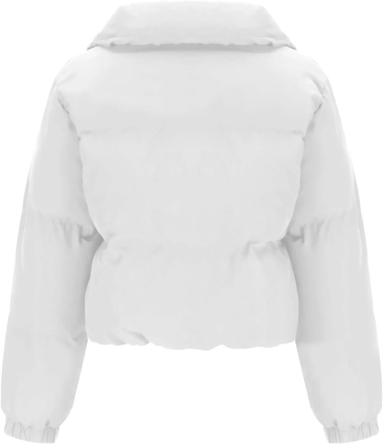 Women's Winter Oversized Cropped Puffer Jacket Long Sleeve Zip Up Short Down Coat Stand Collar Baggy Overcoat